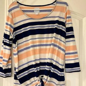 From Dress Barn the Sunday clothing line striped, tie front tee.